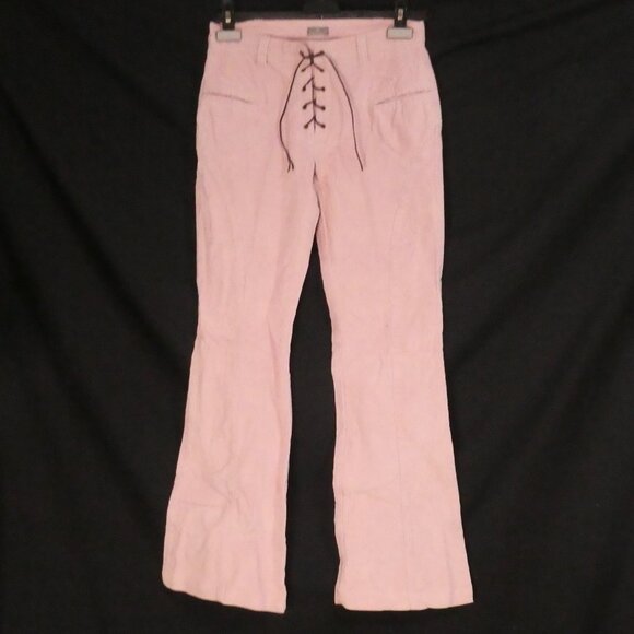 NAF NAF Pants - Vintage | NAF NAF | size 38 | Pastel Pink Flare Pants with Lace-Up Closure